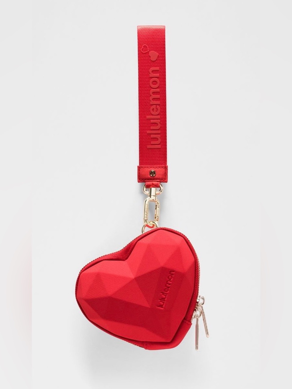Lululemon NWT Heart Wristlet in Oxford Red with Gold Hardware